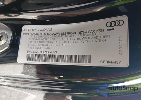 2014 Audi S5 3.0T Premium Plus z USA, uszkodzony, nr VIN WAUCGAFH0EN004889